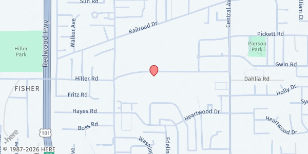 Map showing McKinleyville Family Resource Center at 1450 Hiller Rd, McKinleyville, CA
