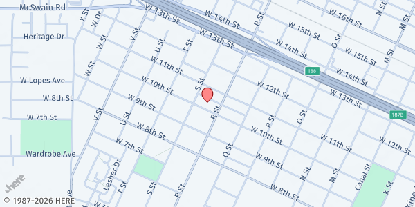 Map showing Harvest Time at 1155 W 10th St, Merced, CA