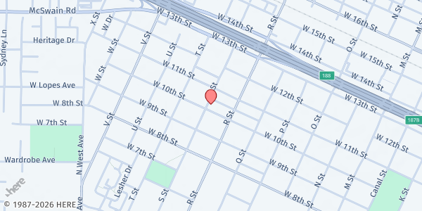 Map showing HARVEST TIME at 1155 W 10th St, Merced, CA