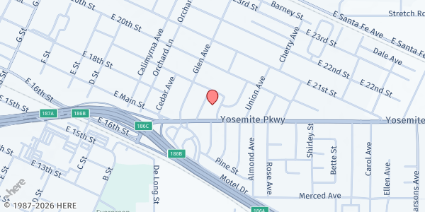 Map showing United Methodist Church at 899 Yosemite Parkway, Merced, CA