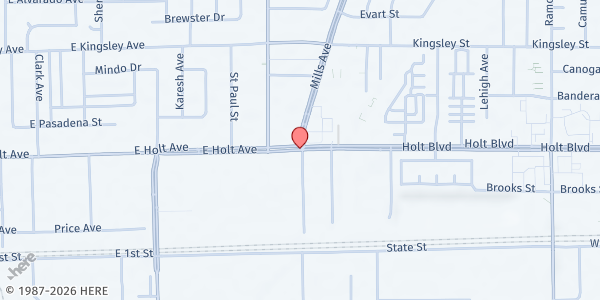 Map showing Shield of Faith Economic Development at 1750 E. Holt Ave., Montclair, CA