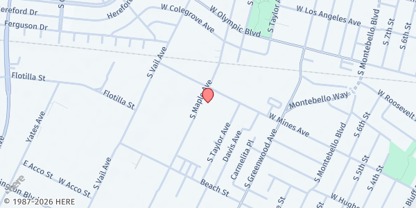 Map showing Heart of Compassion at 600 S. Maple Avenue, Montebello, CA