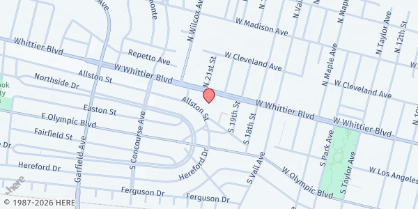 Map showing Montebello Senior Villas at 2051 W. Whittier Blvd, Montebello, CA