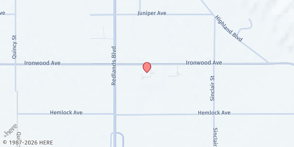 Map showing Mission Ministry Trinity Baptist Church at 29175 Ironwood Avenue, Moreno Valley, CA