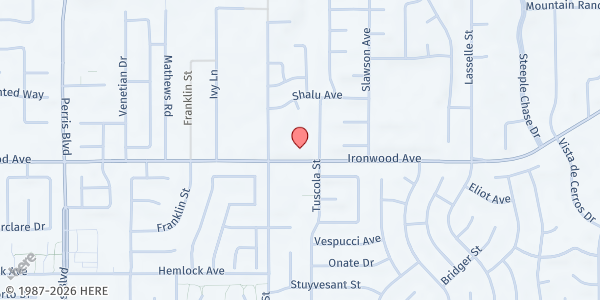 Map showing MovementChurch.online - Choice Market at 25550 Ironwood Avenue, Moreno Valley, CA