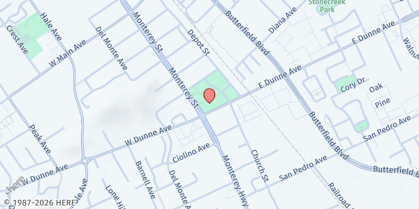 Map showing Morgan Hill Community and Cultural Center at 17000 Monterey Rd, Morgan Hill, CA