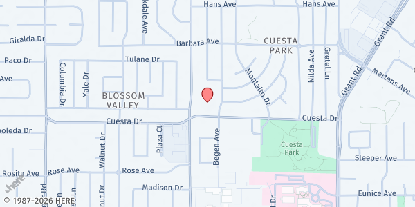 Map showing CityTeam at Menlo Church: Mountain View Pantry at 1667 Miramonte Avenue, Mountain View, CA