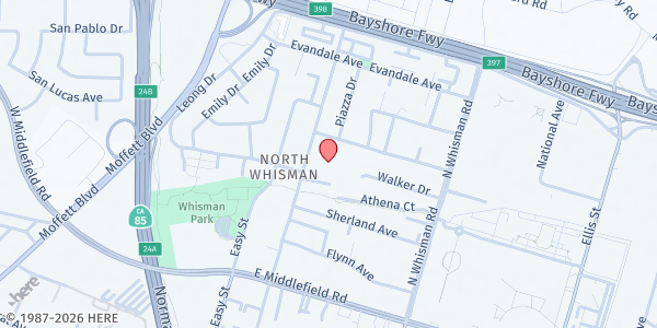 Map showing MidPen - Tyrella Gardens at 449 Tyrella Avenue, Mountain View, CA