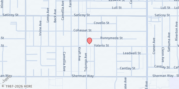 Map showing Lutheran Social Services- San Fernando Valley at 7400 Tujunga Ave., North Hollywood, CA