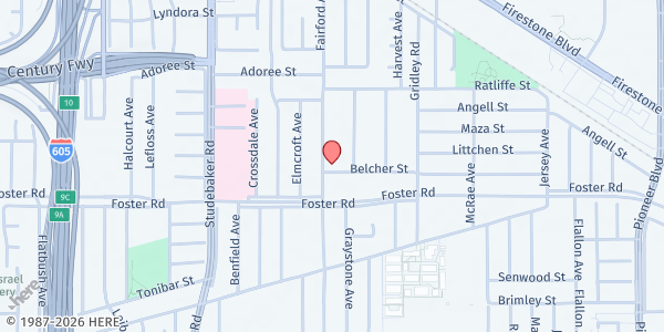Map showing Iglesia Un Renuevo at 13216 Fairford Avenue, Norwalk, CA