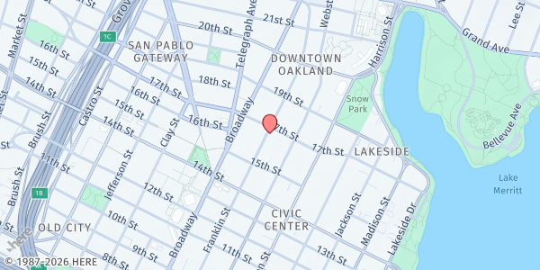 Map showing California Association of Food Banks - Oakland Office at 1624 Franklin St, Oakland, CA