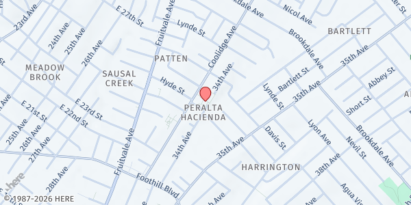 Map showing Chavez - Peralta Hacienda at 2465 34th Ave, Oakland, CA