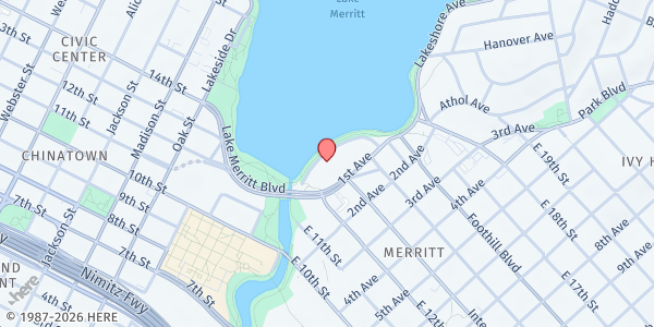 Map showing Lake Merritt United Methodist Church - Food Distribution Center at 1330 Lakeshore Ave, Oakland, CA