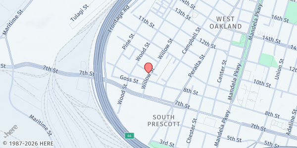 Map showing Morning Star Church of God In Christ at 821 Willow Street, Oakland, CA