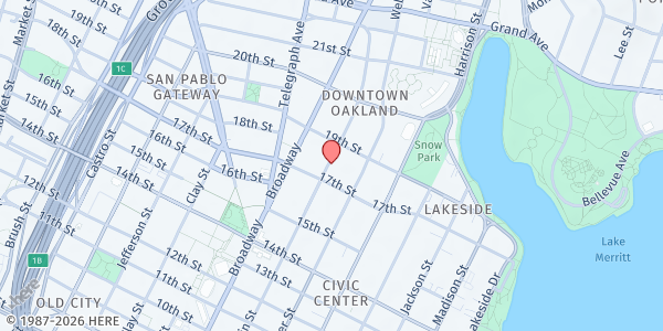 Map showing Pueblo - People United For A Better Life In Oakland - Food Distribution Center at 1728 Franklin St, Oakland, CA