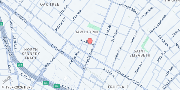 Map showing Street Level Health Project - Oakland at 3125 East 15th St., Oakland, CA