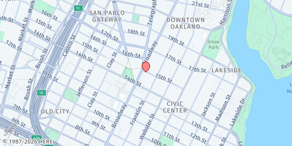 Map showing Women's Economic Agenda Project - Food Distribution Center at 449 15th St #104, Oakland, CA