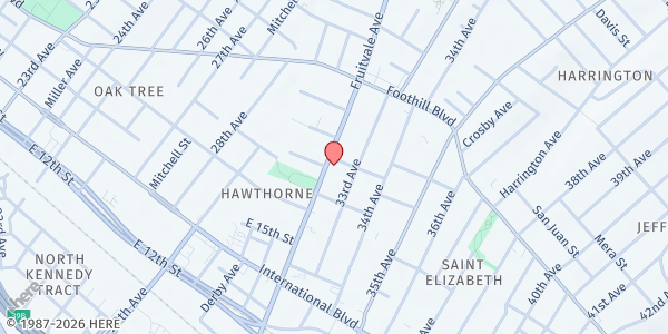 Map showing Youth Learning and Cultural Institute - Fruitvale at 1642 Fruitvale Ave, Oakland, CA