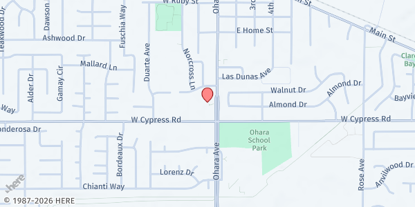 Map showing St. Anthony's Catholic Church at 971 O'Hara Avenue, Oakley, CA