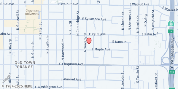 Map showing Spanish United Pentecostal at 221 N Waverly St, Orange, CA