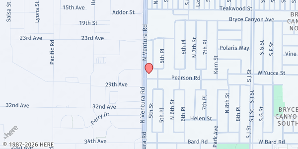 Map showing Channel Islands Vineyard Church at 415 Pearson Rd, Oxnard, CA