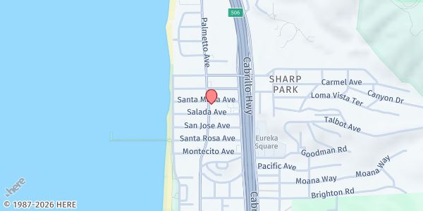 Map showing Pacifica Resource Center - Palmetto Office at 1809 Palmetto Avenue, Pacifica, CA