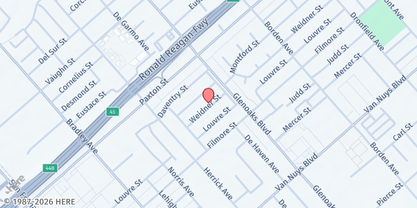 Map showing Eliza Shanks Homes, Inc. at 13055 Weidner Street, Pacoima, CA