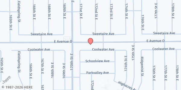 Map showing Lake LA/Living Springs Foursquare Church at 17134 East Ave O, Palmdale, CA