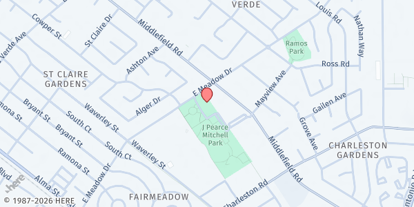 Map showing South Palo Alto Food Closet at 670 E. Meadow Drive, Room 9, Palo Alto, CA