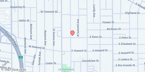 Map showing First African Methodist Episcopal Church at 1700 North Raymond Ave, Pasadena, CA