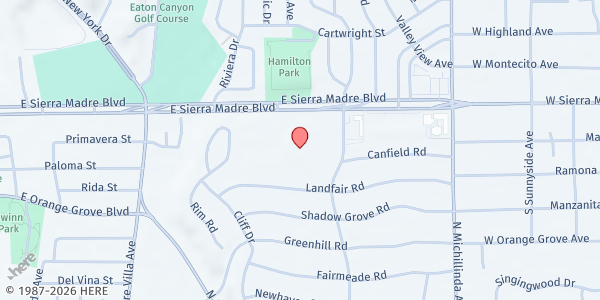 Map showing First Church of the Nazarene - Pasadena at 3700 E. Sierra Madre Boulevard, Pasadena, CA