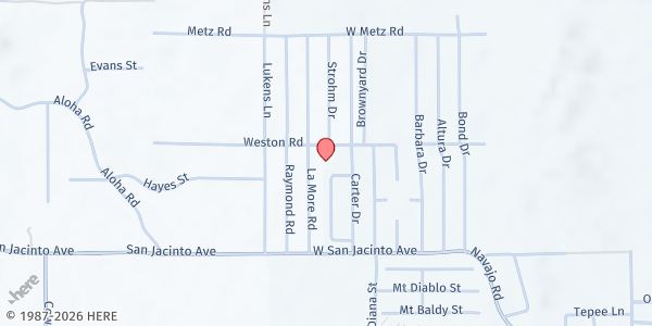 Map showing Casa de Oracion Perris at 1895 Weston Rd, Perris, CA