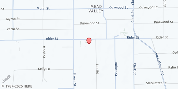 Map showing Charles Meigs Community Center at 21091 Rider St, Perris, CA
