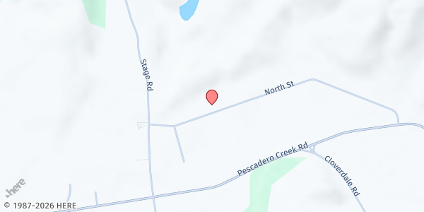 Map showing SVDP St. Anthony Mission at 696 North St., Pescadero, CA