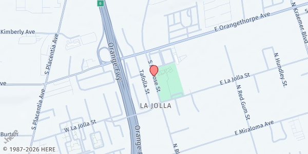 Map showing Neighborhood Services - Main Location at 900 South Melrose Street, Placentia, CA