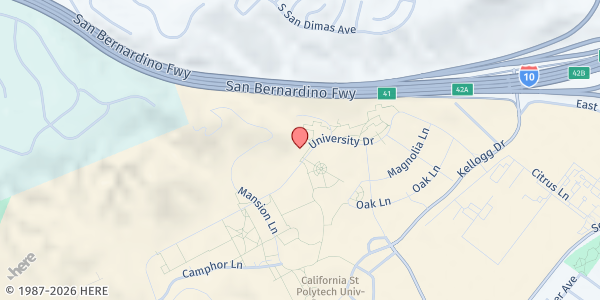 Map showing Poly Pantry at Cal Poly Pomona at 3801 W. Temple Avenue, Pomona, CA