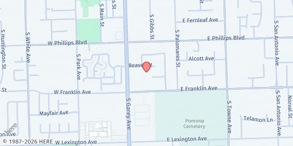 Map showing TELACU Las Brisas at 286 Beaver Court, Pomona, CA