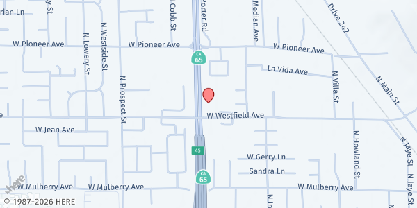 Map showing Porterville Church of God at 940 Jubilee LN, Porterville, CA