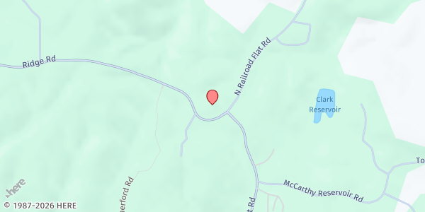 Map showing RailRoad Flat Community Bible Church at 56 Ridge Rd, Railroad Flat, CA