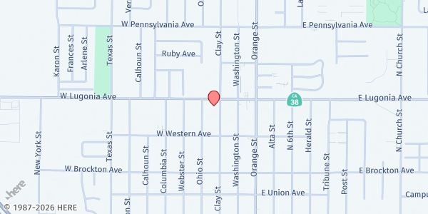 Map showing Boys and Girls Club- Redlands at 1251 Clay St, Redlands, CA