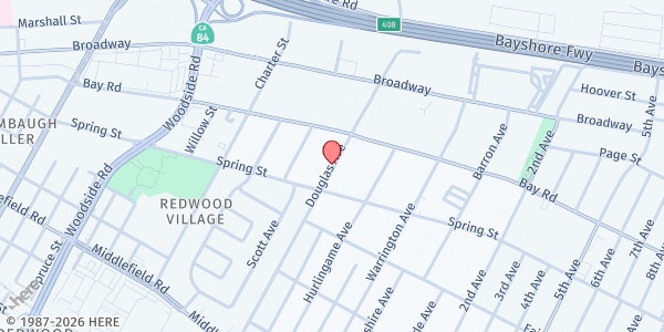 Map showing AIDS Community Resource Consortium at 855 Douglas Avenue, Redwood City, CA