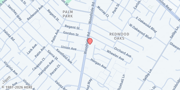 Map showing CityTeam at VIDA Pantry at 847 Woodside Road, Redwood City, CA