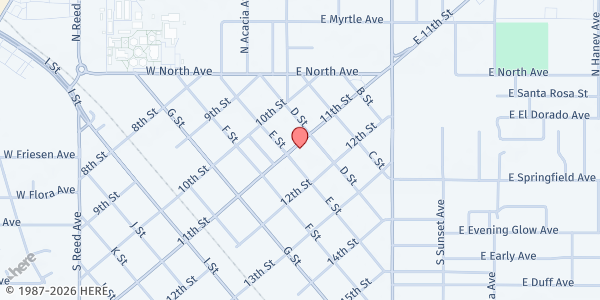 Map showing St. Anthony's Food Pantry - Reedley at 1452 11th St, Reedley, CA