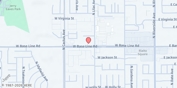 Map showing Rialto United Methodist Church at 1230 North Lilac Avenue, Rialto, CA