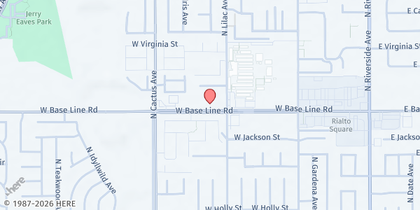 Map showing Rialto United Methodist Church at 1230 N Lilac Ave, Rialto, CA