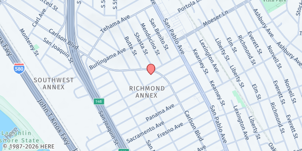 Map showing Able Community Development Foundation at 1963 Carlson Blvd, Richmond, CA