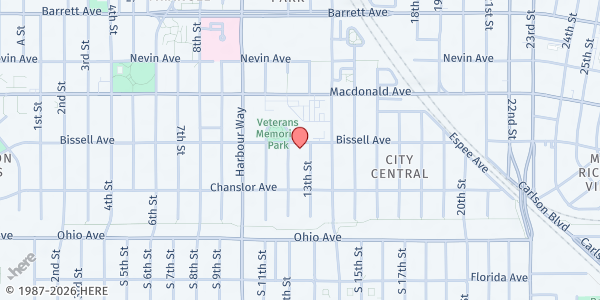 Map showing Central City Ministries Food Pantry at 1230 Bissell Ave., Richmond, CA