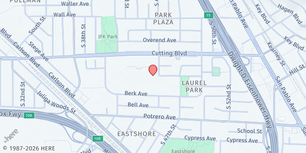 Map showing Kennedy High School at 4300 Cutting Blvd, Richmond, CA