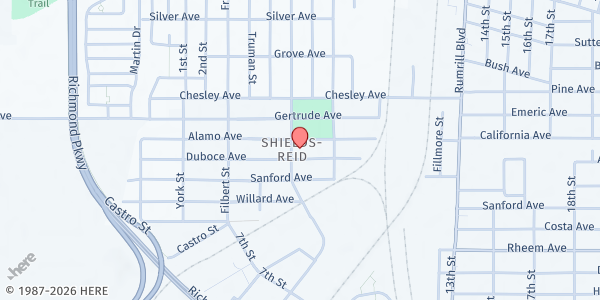 Map showing Men and Women of Valor at 1350 Kelsey St, Richmond, CA