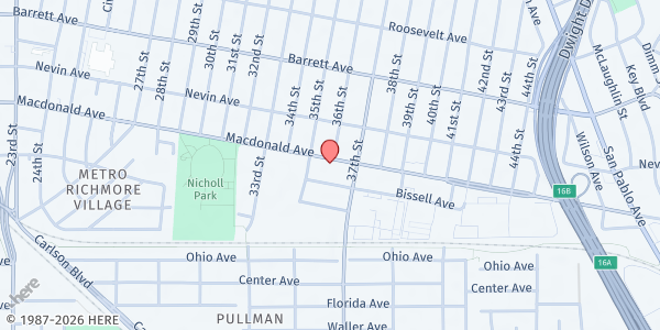 Map showing Multicultural Institute at 3600 MacDonald Ave, Richmond, CA